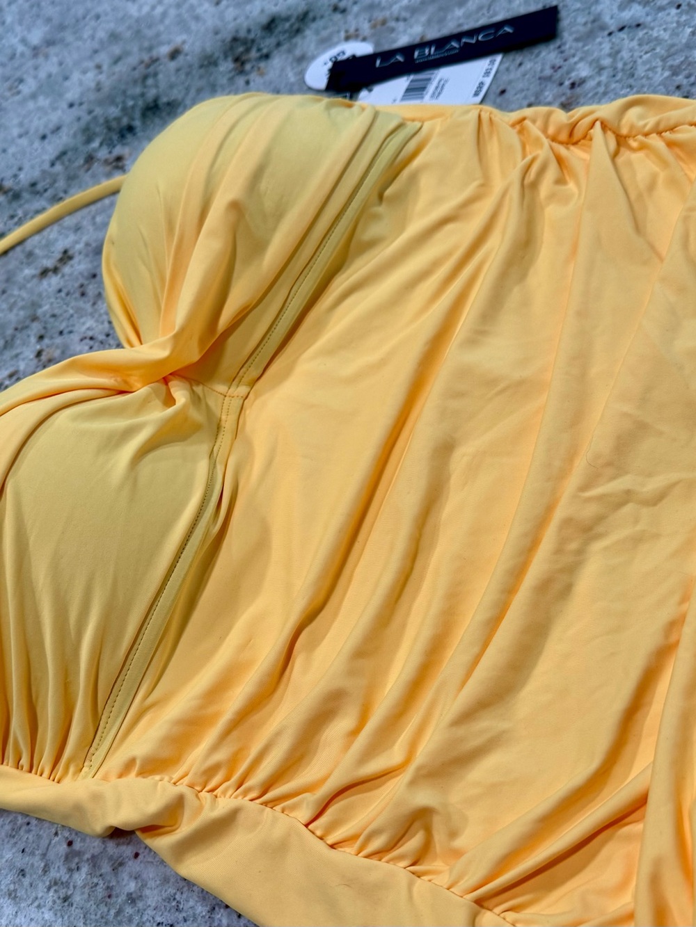 La Blanca Pineapple Yellow Ruched Swimsuit Tankini (Top Only) - Picture 2 of 7